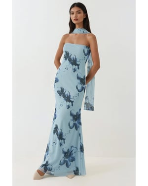 Trägerloses blühendes Bodycon-Maxikleid