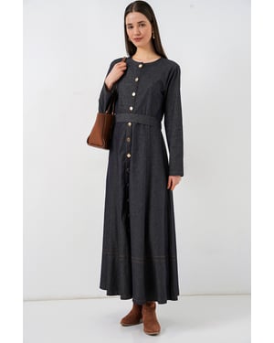 Gürteldesign Denim-Midikleid