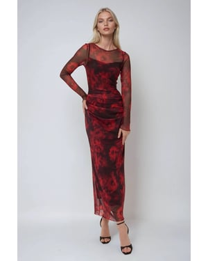 Blumendruck Bodycon Maxikleid aus Mesh