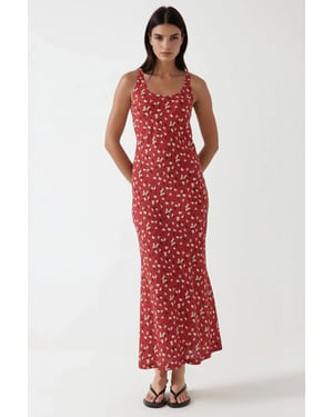Allower Blütenmuster U-Hals Maxikleid