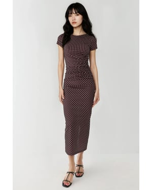 Leopardprint Maxi-Kleid mit kurzen Ärmeln