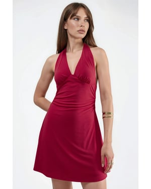 Halter-Kragen Mini-Kleid