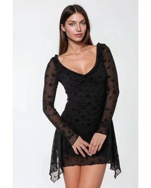 Blumen-V-Ausschnitt Figurbetontes Mini-Kleid