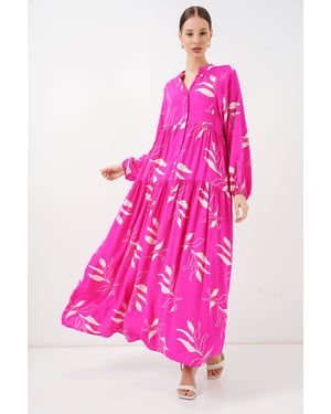 Gemustertes V-Ausschnitt Maxikleid