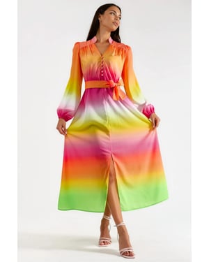 Ombre Maxikleid mit Gürtel