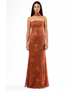 Trägerloses Blüten-Midi-Kleid