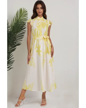 Blumenmuster Maxi-Kleid
