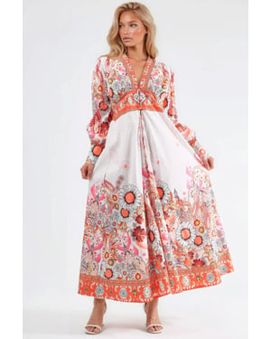 Blumenkleid im Maxistil mit Paneel-Design