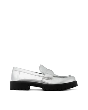 Klassische Loafer mit verspiegeltem Metallic-Logo