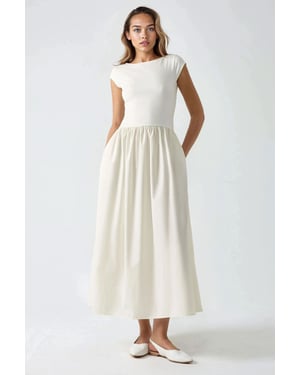 Kontrast Midi-Kleid