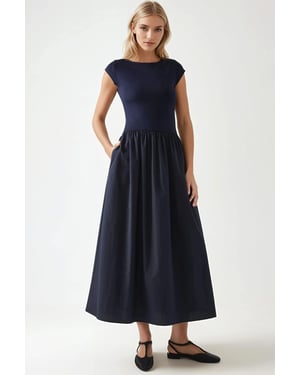 Kontrast Midi-Kleid