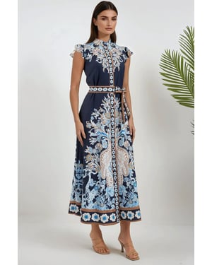 Blumen-Tuch Maxi-Kleid