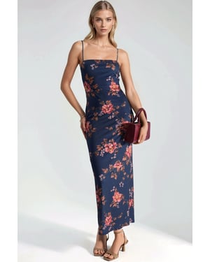 Floral Maxi-Kleid mit Schlitz