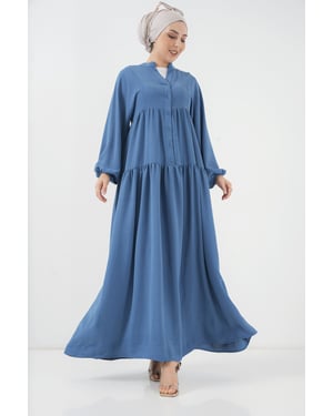 V-Ausschnitt Knopfverschluss Lässiges Maxi-Kleid