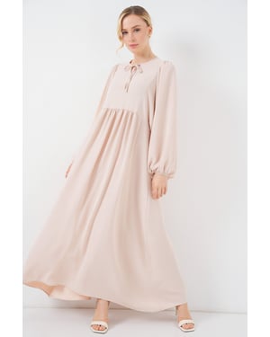 Strukturierter Maxikleid mit Schleife