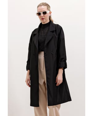 Taillierter Doppelt knopfbarer Trenchcoat