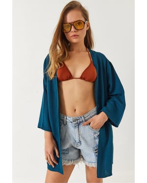 Viskose-Leinen-Mischung-Kimono