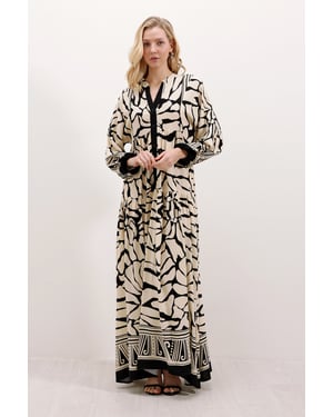 Gemustertes V-Ausschnitt Maxikleid