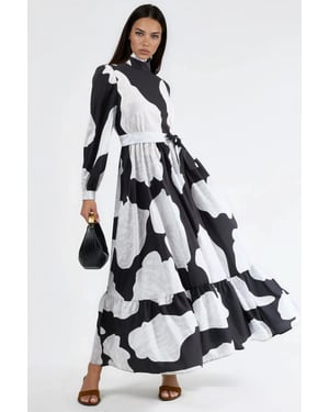Maxikleid mit Bindungsdetail und halbem Turtleneck