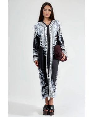 Bedrucktes Maxikleid mit V-Ausschnitt