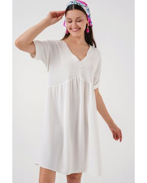 V-Ausschnitt Mini-Kleid mit Futter
