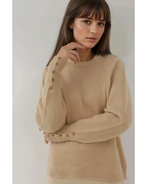 Weicher, strukturierter Pullover mit Knopfdetails und langen Ärmeln