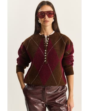 Strickpullover mit Rundhalsausschnitt und Knopfverschluss