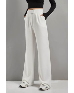 Hochtaillierte elastische Crepe Palazzo-Hose