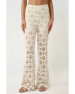 Hiccup Weite Bein-Hose mit Cut-out-Details (Pika Collection) - Creme