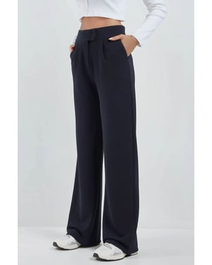 Hochtaillierte elastische Crepe Palazzo-Hose