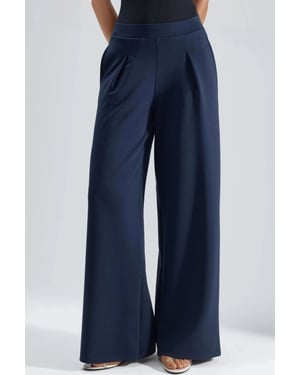 Elastische Taille Plissee Palazzo-Hose