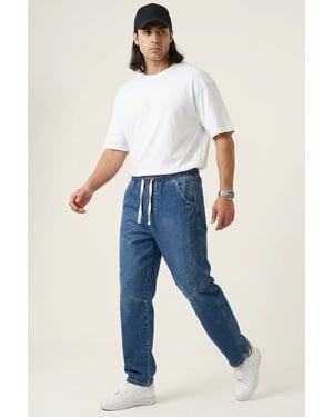Baggy-Jeans mit Kordelzugbund