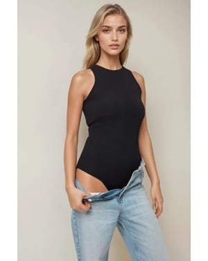 Strukturiertes Halterkragen Slim Fit Bodysuit