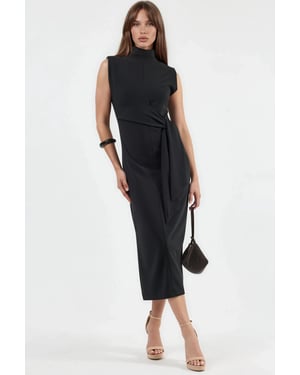 Midi-Kleid mit Bindungsdetails