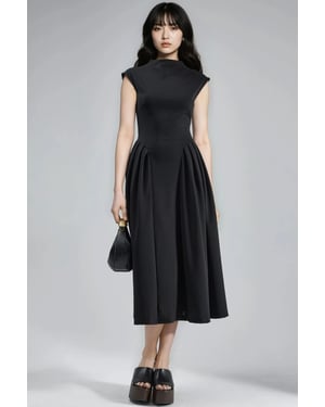 Texturiertes Panel-Midi-Kleid