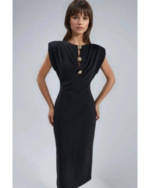 Slim Fit Midi-Kleid mit Zubehördetails