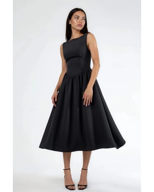 A-Form Midi Kleid mit Rundhalsausschnitt