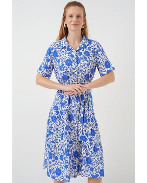 Muster Midi Hemdbl dress