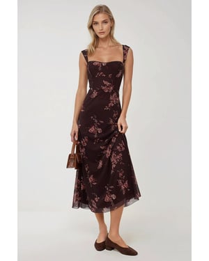 Muster Maxi-Kleid mit Herzkragen