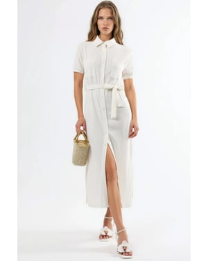 Gepolstertes Midi-Hemdkleid