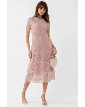 Spitzen A-Linien Midi Kleid