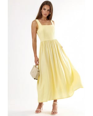 Midi-Kleid mit quadratischem Kragen