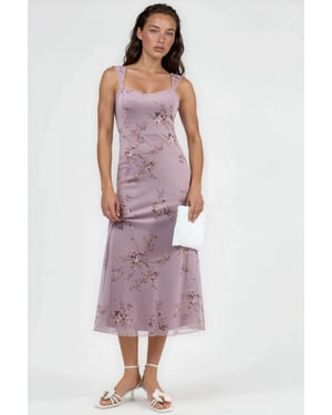 Blumen-Midi-Kleid mit Herzkragen