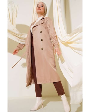 Doppelt gelegter langer Trenchcoat