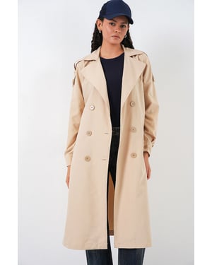 Langer Doppelreihiger Trenchcoat