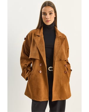 Oversize Kunstwildleder-Trenchcoat