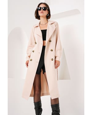 Doppelt gefütterter langer Trenchcoat