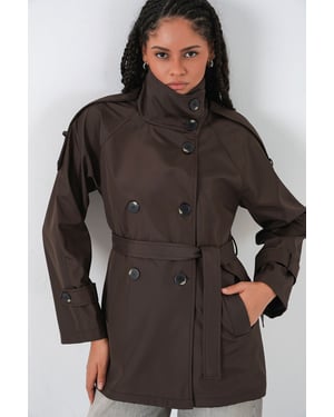 Regelmäßiger Schnitt Trenchcoat mit Reverskragen