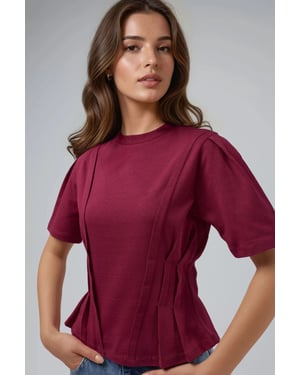 Fitted Rundhals-T-Shirt
