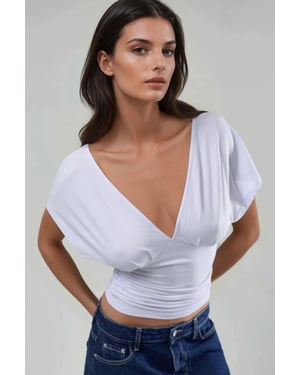 Rüschenshirt mit V-Ausschnitt